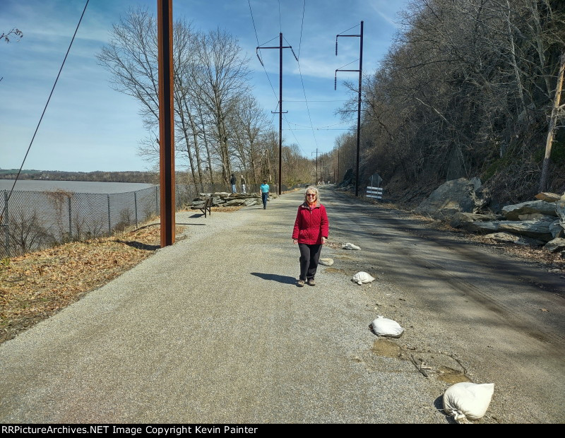 Karen walks the Enola Low Grade Rail Trail